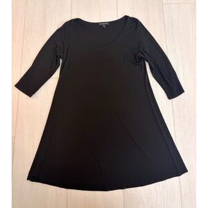 Eileen Fisher Black 100% Silk Tunic Top Sz PS Black